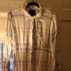 Rails Blue and White Silk & Flannel Button Down - Size M